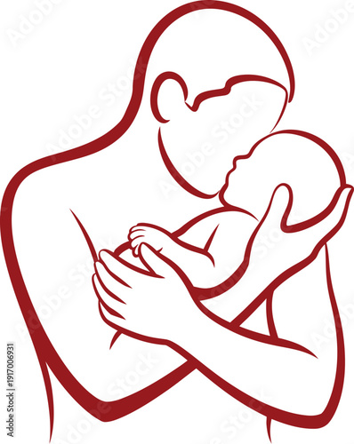 A father tenderly holding and kissing his newborn baby in a loving embrace
