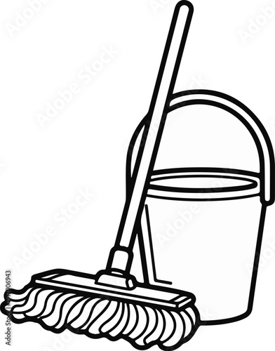 A bucket and a mop for cleaning floors