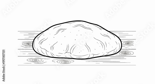 A hand-drawn illustration of a round object on a wooden surface