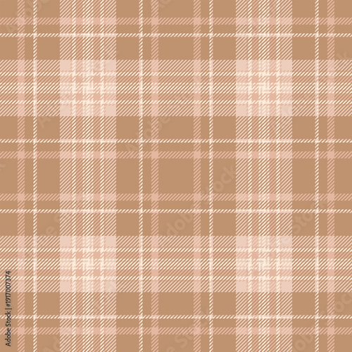Summertime seamless texture vector, quilted background textile fabric. Skirt tartan check pattern plaid in light and orange colors.