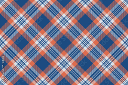 Strip fabric check plaid, ornamental texture vector tartan. Row pattern textile background seamless in blue and white colors.