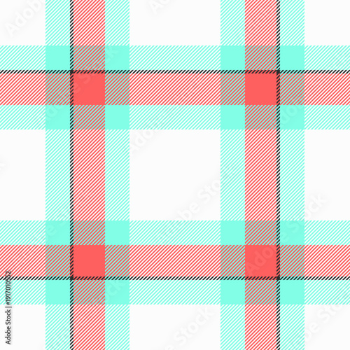 Usa fabric tartan plaid, american background textile check. Wear seamless pattern texture vector in white and teal colors.