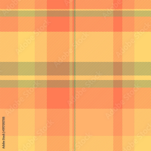 Group pattern texture seamless, youth plaid check vector. Relief tartan background fabric textile in orange and amber colors.