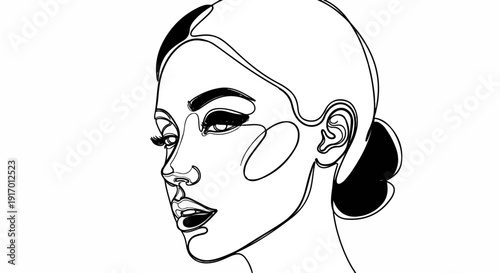 Minimalist line art portrait of a woman's face in profile