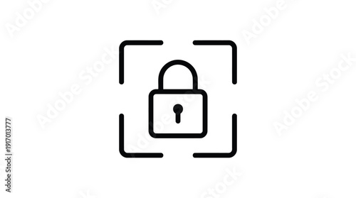 Secure lock icon with scan lines surrounding it, symbolizing security and scanning.