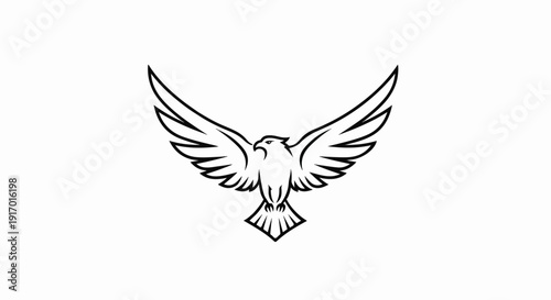 Stylized black outline of a bird with wings spread wide