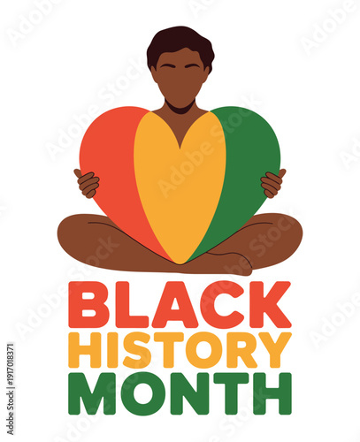 A person holding a heart with Black History Month text