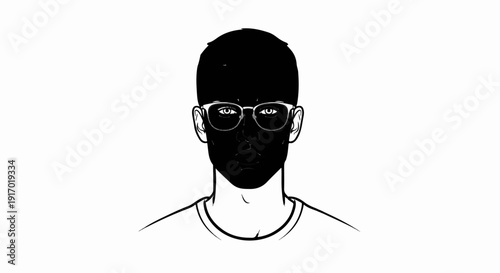 Striking portrait of a person wearing glasses with a dark face