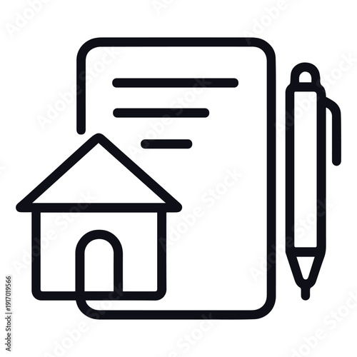 Real Estate Contract Document with House Icon and Pen