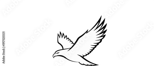Stylized outline of a bird of prey soaring with wings outstretched