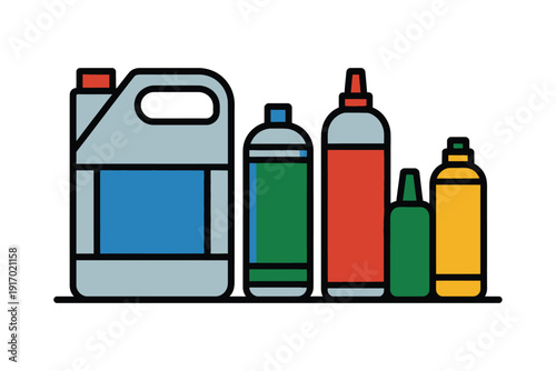 Blue Gas Can Illustration with Red Cap