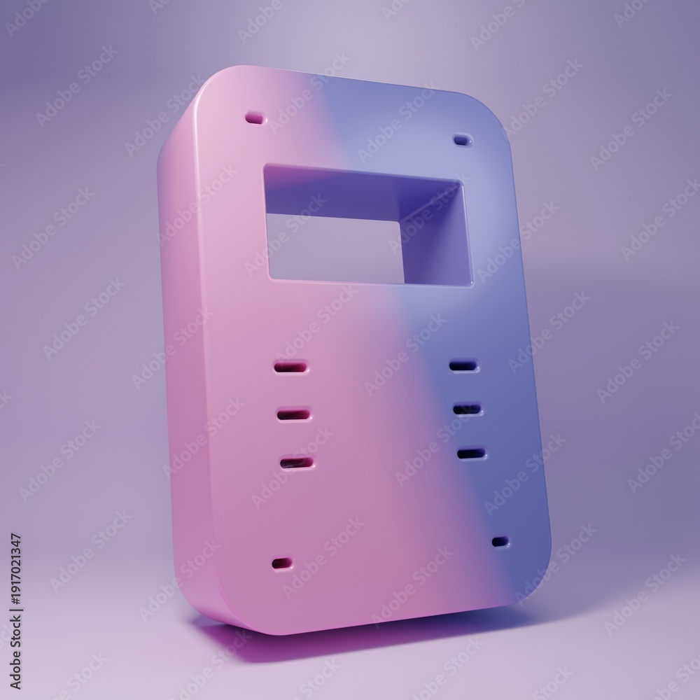 Obraz premium Purple Police assault shield icon isolated on purple background. Minimalism concept. 3D render illustration