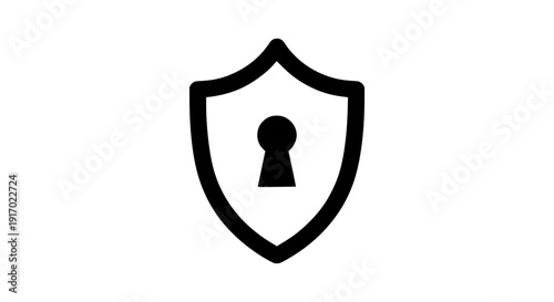 Security shield with keyhole icon on gray background
