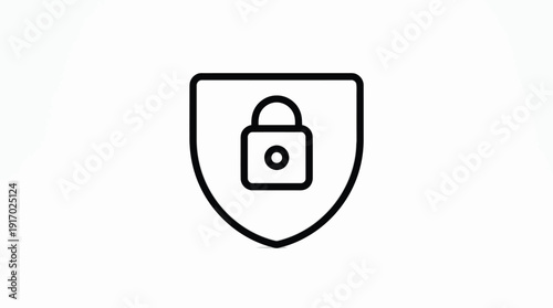 Simple black shield icon with a lock symbolizing security and protection.