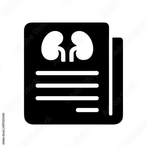 kidney medical report diagnosis health care solid black icon set vector illustration