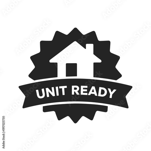 real estate unit ready badge certification solid black icon set vector illustration