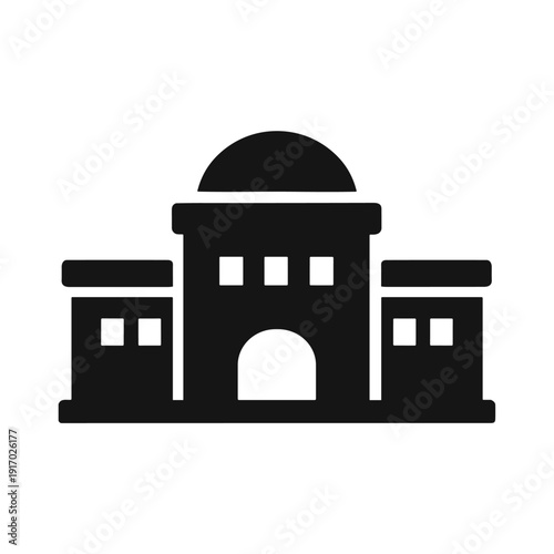 government building courthouse city hall architecture public institution solid black icon set vector illustration