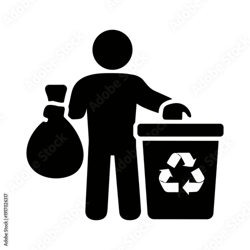 solid black icon set vector illustration recycling waste disposal