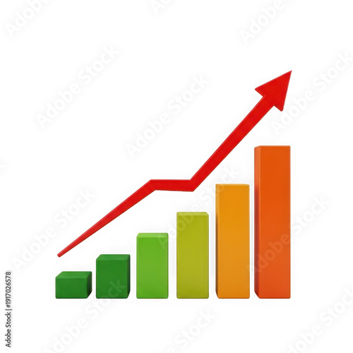 Growing success and upward trend in colorful bar chart with arrow transparent background Free Download Growing success and upward trend in colorful bar chart with arrow transparent background - GFXLoad