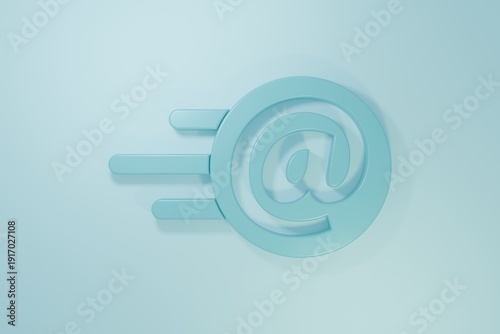 Blue Mail and e-mail icon isolated on blue background. Envelope symbol e-mail. Email message sign. Minimalism concept. 3D render illustration