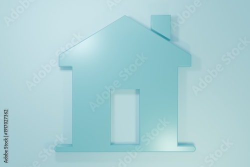 Blue House icon isolated on blue background. Real estate agency or cottage town elite class. Minimalism concept. 3D render illustration
