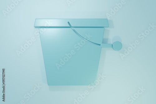 Blue Bucket icon isolated on blue background. Minimalism concept. 3D render illustration
