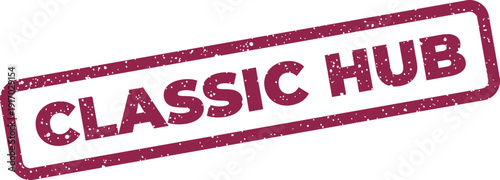 A grungy rectangular stamp icon featuring the text CLASSIC HUB with a rustic textured appearance