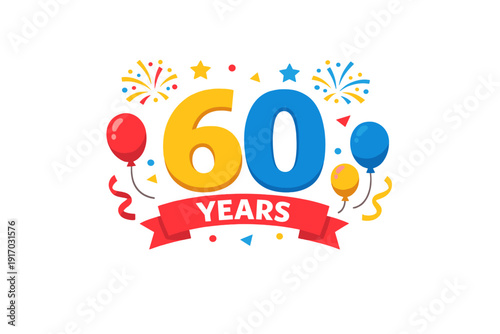 Vector design template for a sixty-year celebration event and 60-year anniversary sign