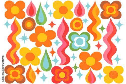 Vintage home décor inspiration comes from retro 1960s wallpaper designs that showcase vibrant patterns and colors