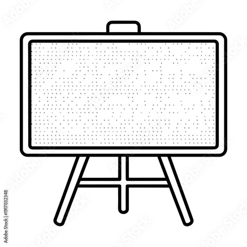 Black and white of a blank board on an easel dotted pattern