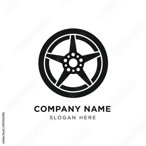 Black Star Logo Design Template Wheel.