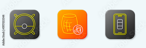 Set line Robot vacuum cleaner, Voice assistant and Smartphone battery charge icon. Vector