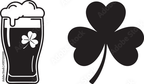 St. Patrick’s Day Beer and Shamrock Icon.