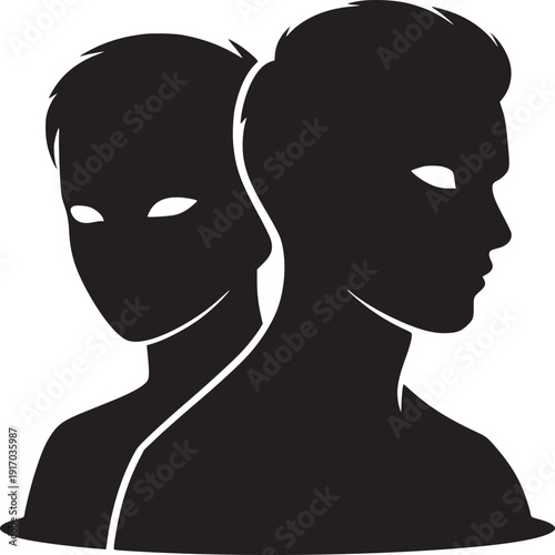 Gemini zodiac sign black silhouette of twins showcasing duality and astrological symbolism design element