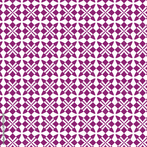 seamless geometric pattern with geometric shapes, architectural, floral, Moroccan tilework, quadrifoil, star-like, plum, magenta, four-fold rotational symmetry, nautical, petals, Gothic cathedral