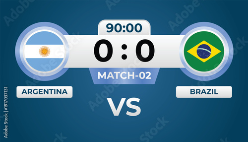 Professional soccer match scoreboard template for international football game