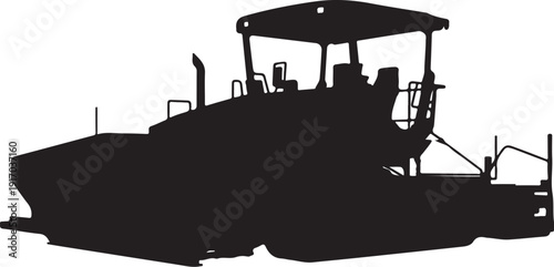 Black Silhouette of a Construction Vehicle with Operator Cabin