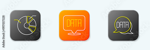 Set line Pie chart infographic, Data analysis and icon. Vector