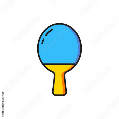 Color Racket for playing table tennis icon isolated on white background. Flat filled outline style with shadow. Vector