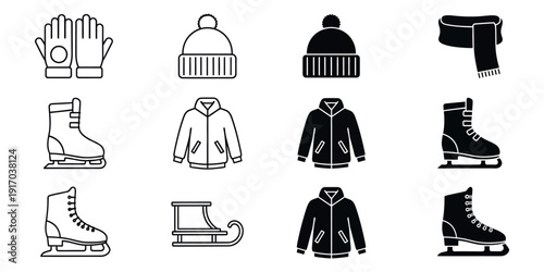 Ice skating clothing and equipment gloves hats