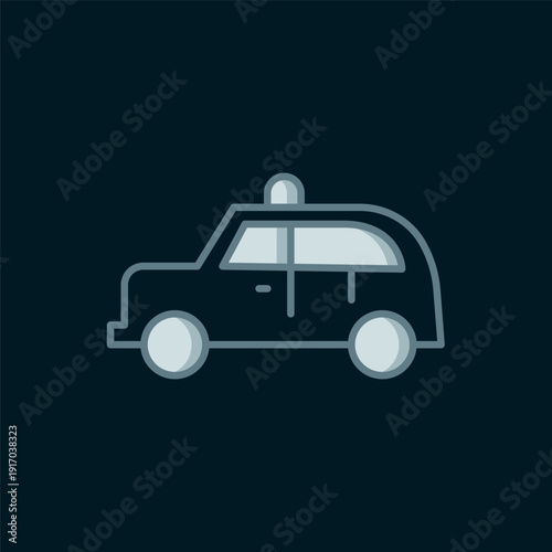 Line Taxi car icon isolated on black background. Flat filled outline style with shadow. Vector