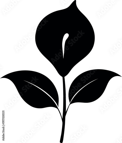 Black Silhouette Peace Lily Flower Illustration