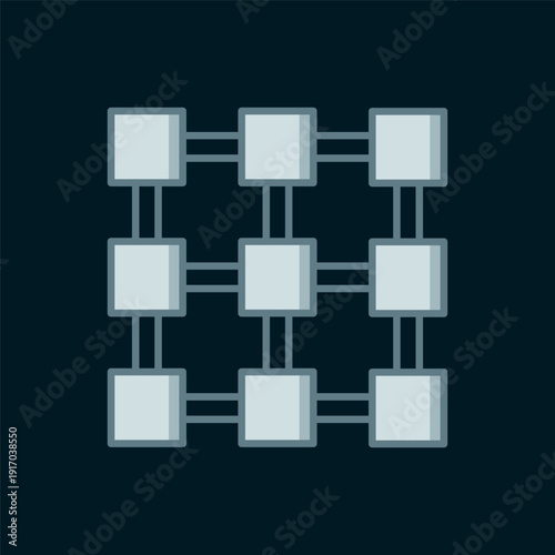 Line Blockchain technology icon isolated on black background. Cryptocurrency data. Abstract geometric block chain network technology business. Flat filled outline style with shadow. Vector