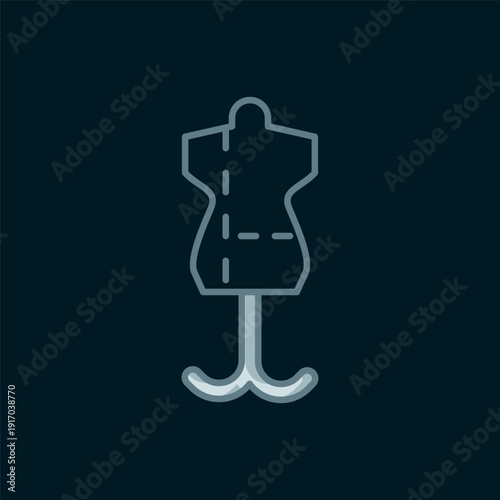 Line Mannequin icon isolated on black background. Tailor dummy. Flat filled outline style with shadow. Vector