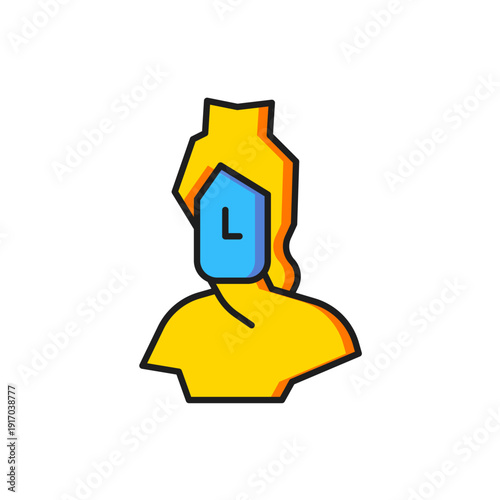 Color Ancient bust sculpture icon isolated on white background. Flat filled outline style with shadow. Vector