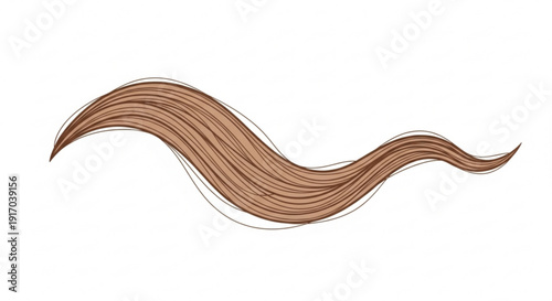 A vector graphic illustration of a wavy brown hair strand on a white background