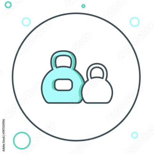 Line Kettlebell icon isolated on white background. Sport equipment. Colorful outline concept. Vector