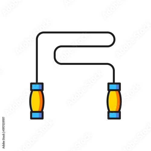 Color Jump rope icon isolated on white background. Skipping rope. Sport equipment. Flat filled outline style with shadow. Vector