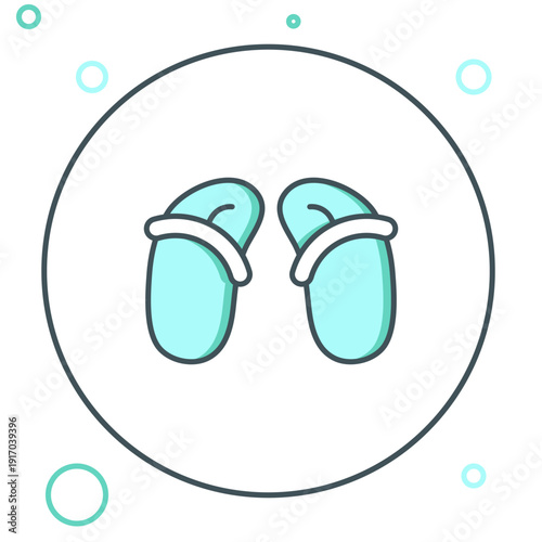Line Flip flops icon isolated on white background. Beach slippers sign. Colorful outline concept. Vector