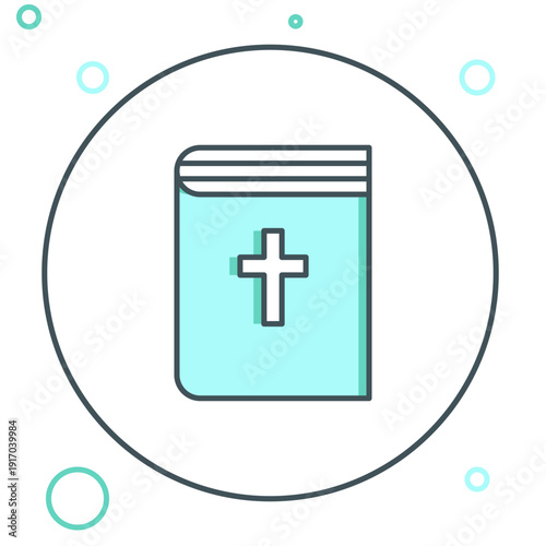 Line Holy bible book icon isolated on white background. Colorful outline concept. Vector
